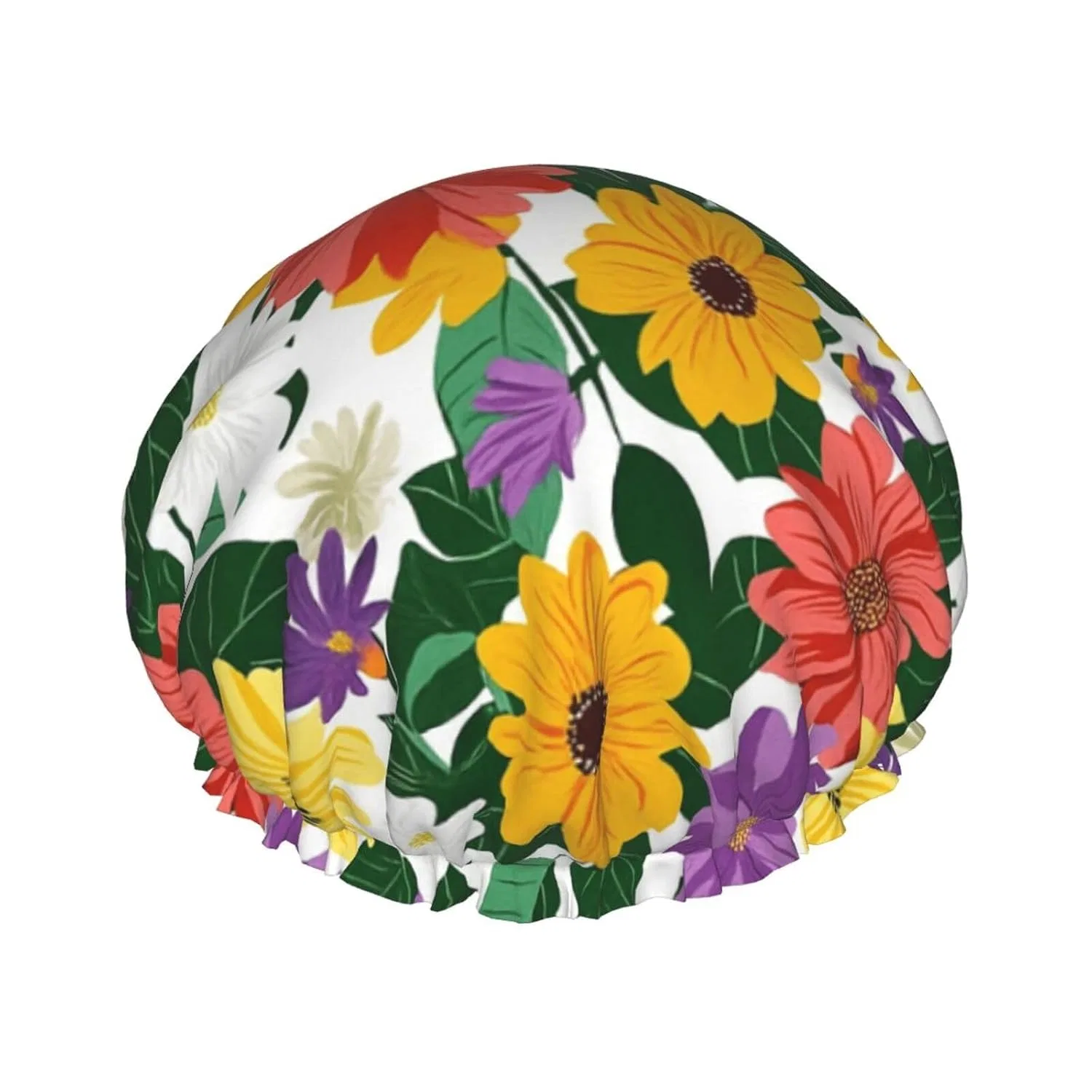 Двойная водонепроницаемая шапочка для душа HLBSDM, Vibrant Daisies Garden