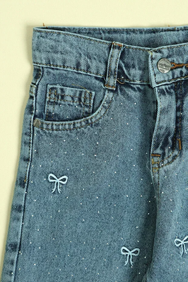 Детские брюки для девочек с широкими штанинами Fulla Moda, Blue — фото 2
