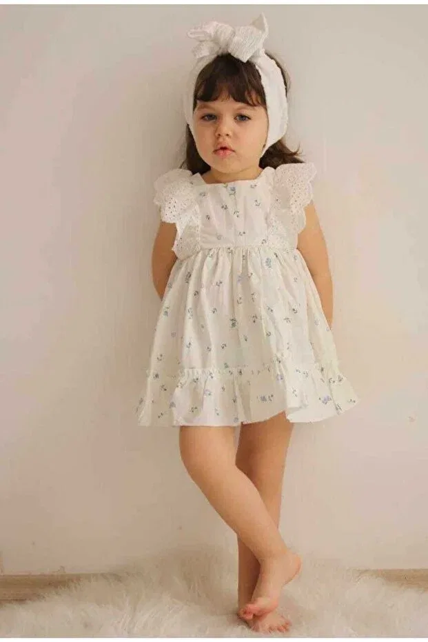Детское платье для девочек с цветочным принтом Stella Kids, White