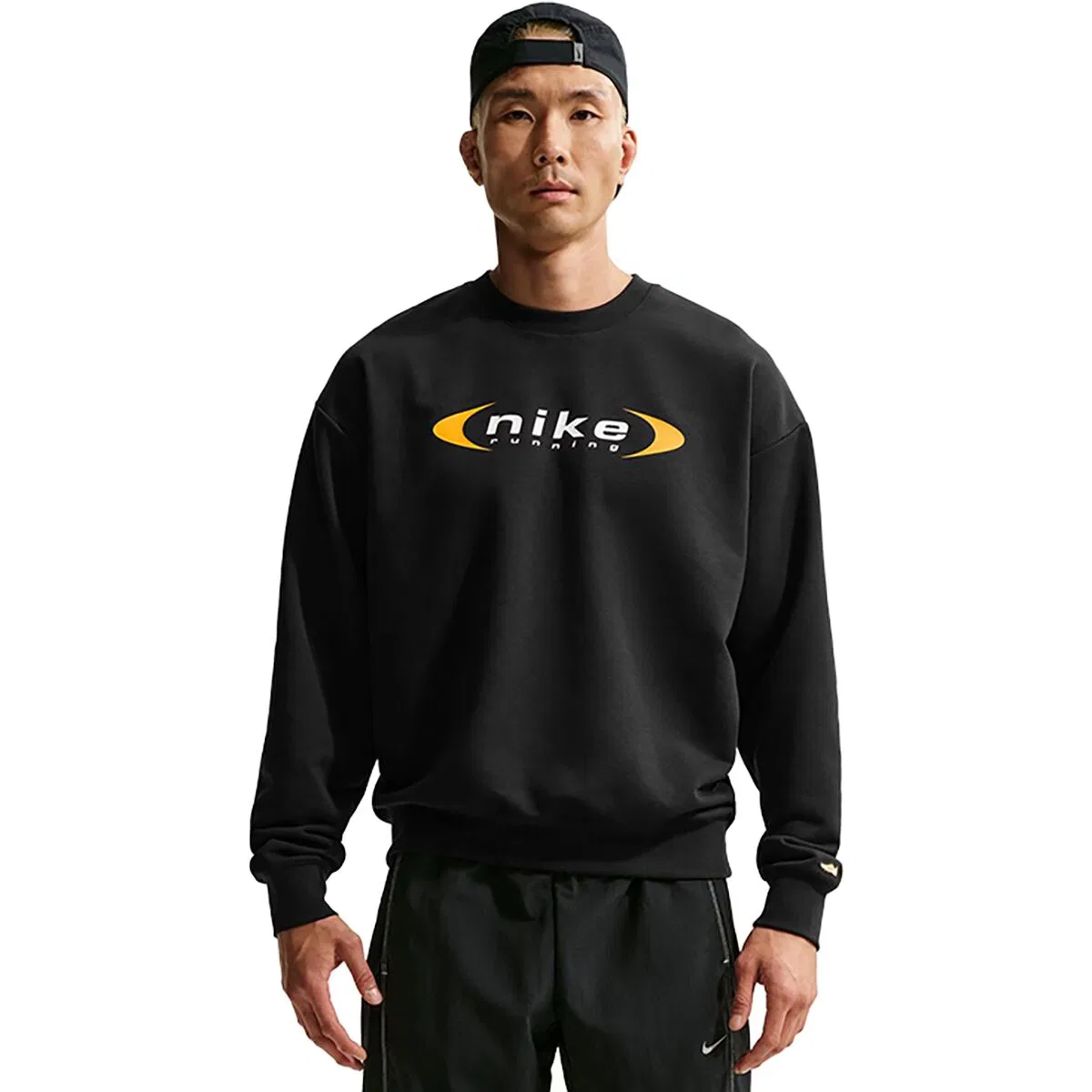 Мужской свитшот с принтом Dri-Fit Retro Fleece Crew Nike, черный