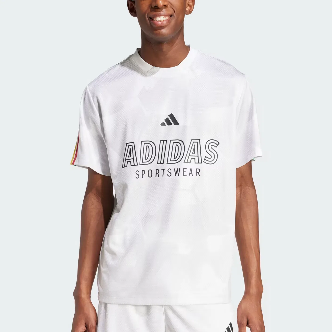 Детская футболка с принтом Adidas TIRO NATIONS PACK, White/Bright Red/Multicolor — фото 3