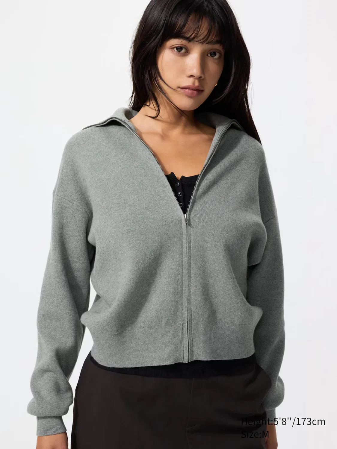 Кардиган Uniqlo, хлопковый, серый