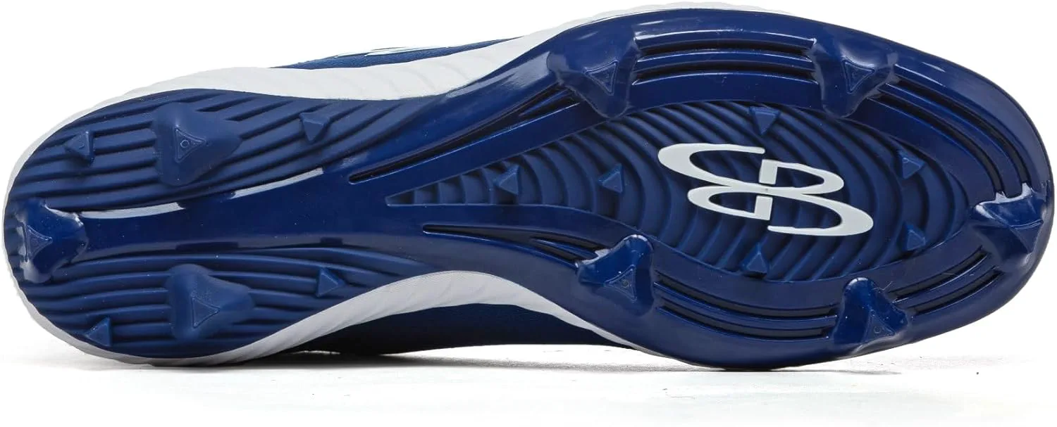 Мужские бутсы Boombah Raptor с формованными шипами - несколько вариантов цвета - разные размеры, синий/серый/белый — фото 2