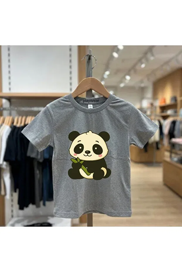 Детская футболка с принтом Panda Playwear, Gray