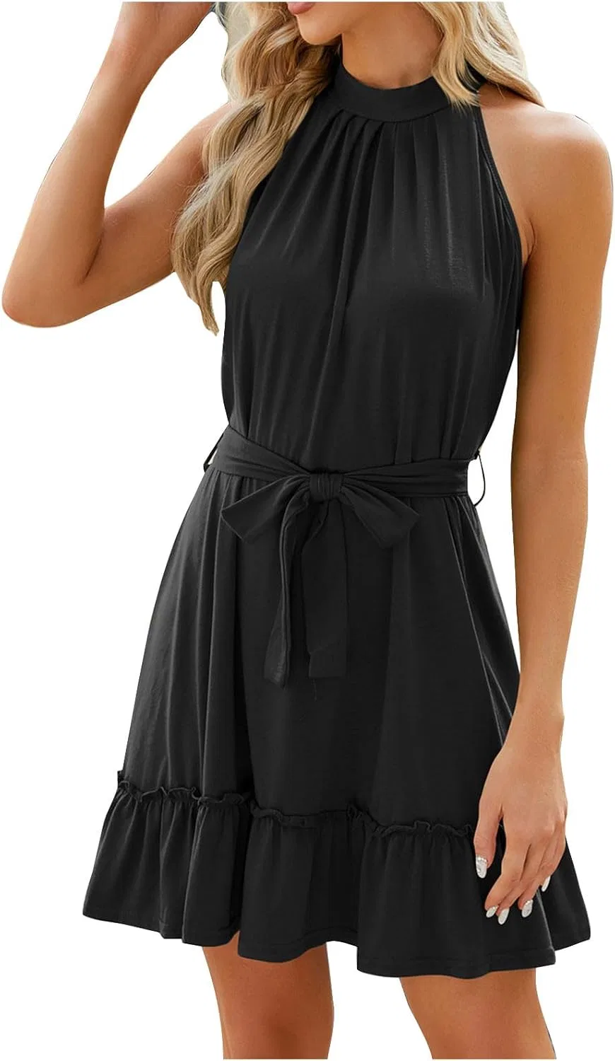 Женское летнее платье бохо с вырезом-качели, Black