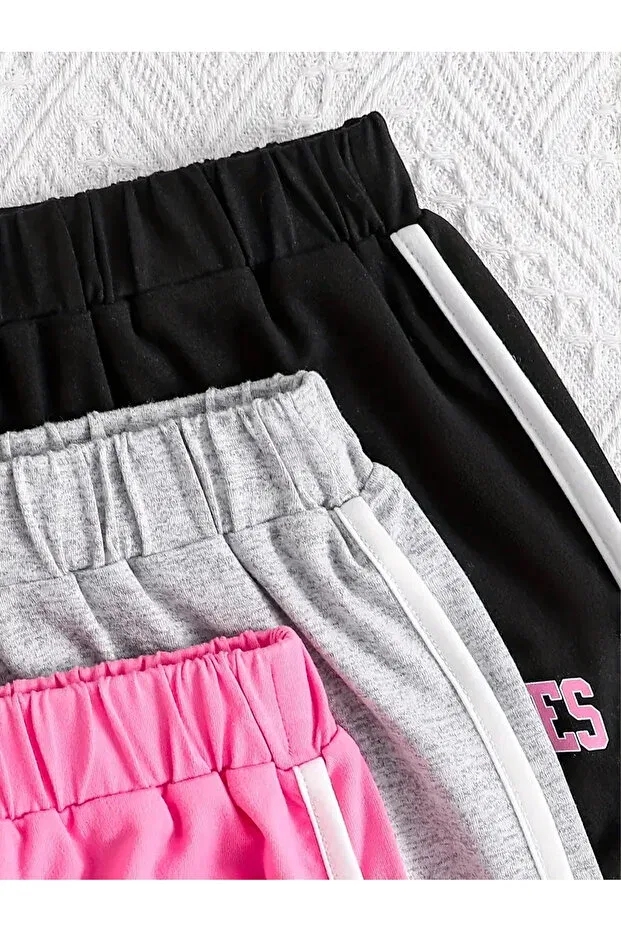 Детские шорты для девочек хлопковые 3 шт Basics C.C.L. Coccolin Kids Baby Clup, Black-Grey-Pink — фото 3