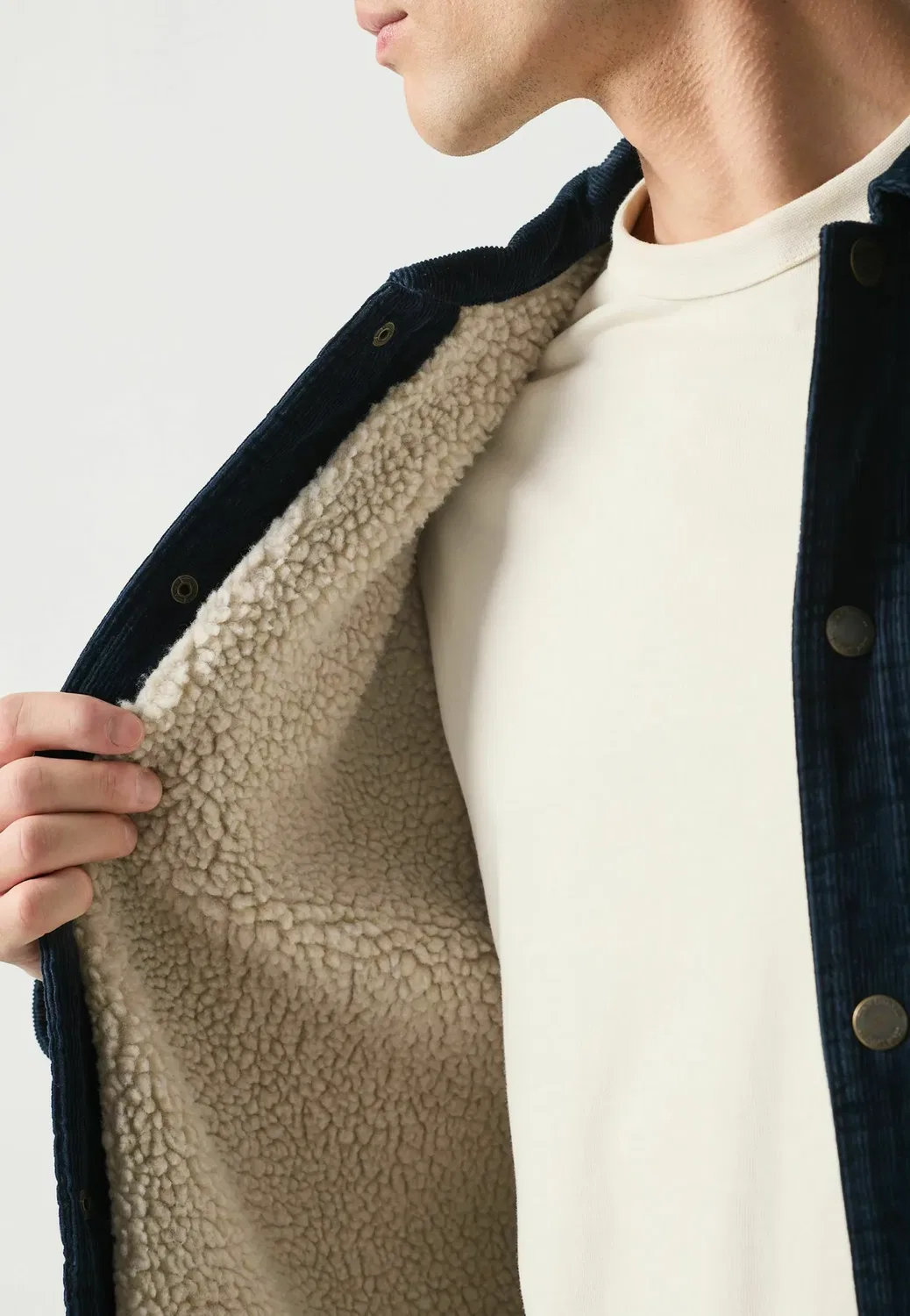 Стеганая куртка-рубашка на подкладке из вельвета - легкая куртка Next, Navy Blue — фото 4