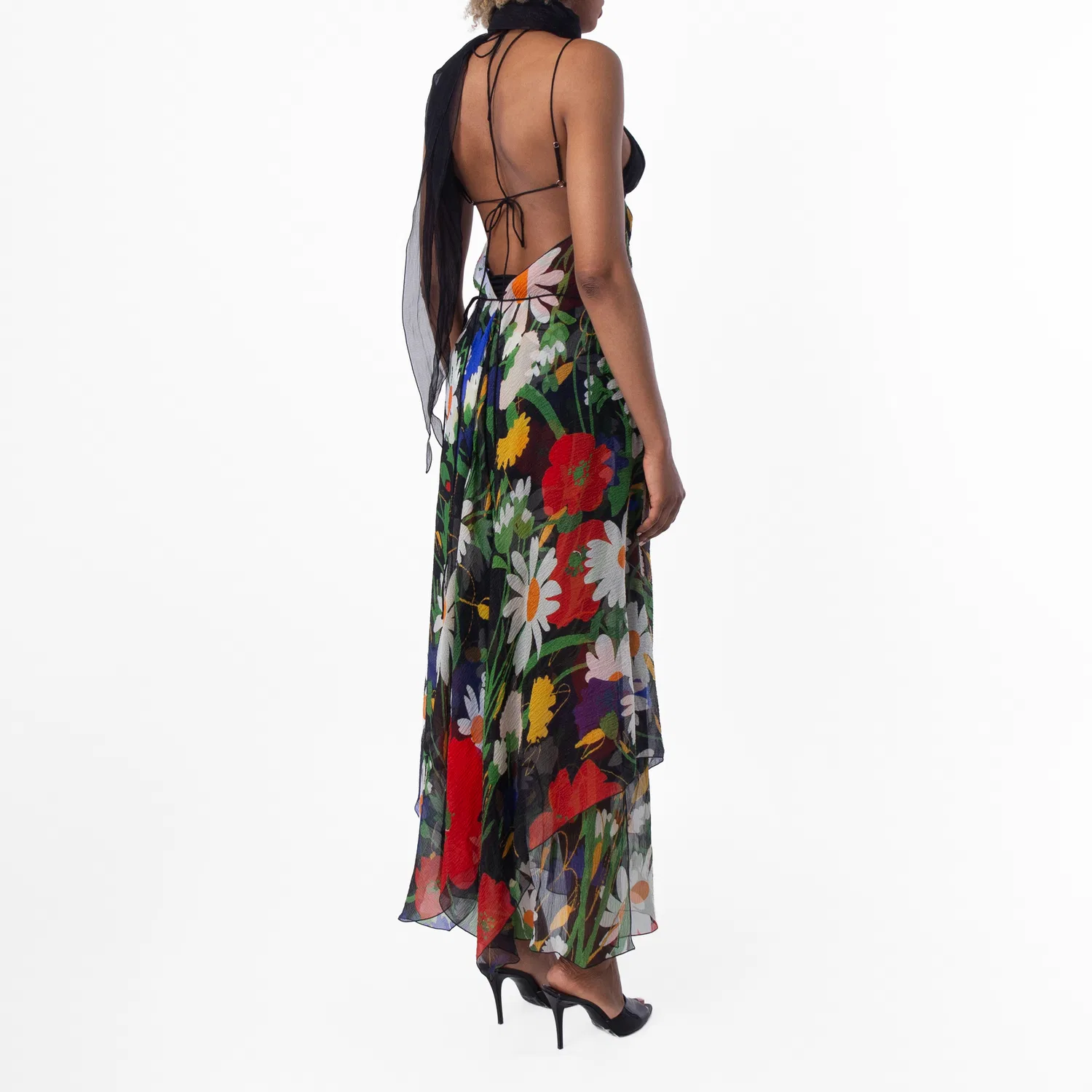Платье-макси с принтом Daisy Garden Silk Blend Dress Burberry, Black Ip Pattern — фото 4