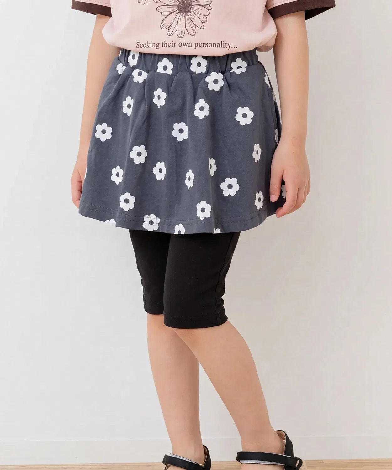 Детские шорты-юбка с принтом, 5/8, chil2, Charcoal Grey