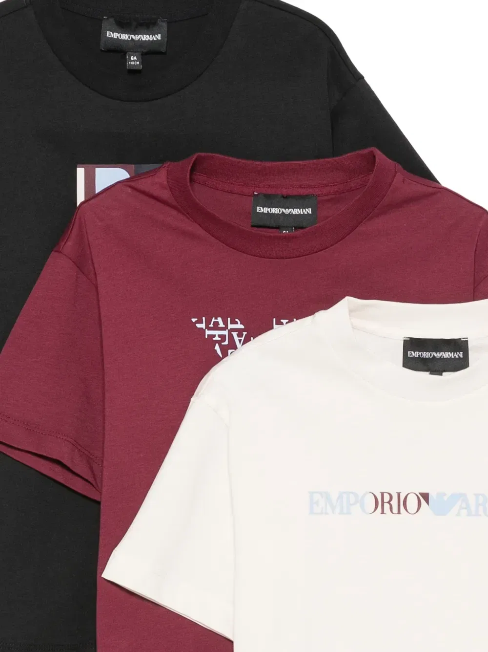 Футболки из хлопкового джерси с принтом-логотипом (набор из трех штук) Emporio Armani Kids, черный — фото 3