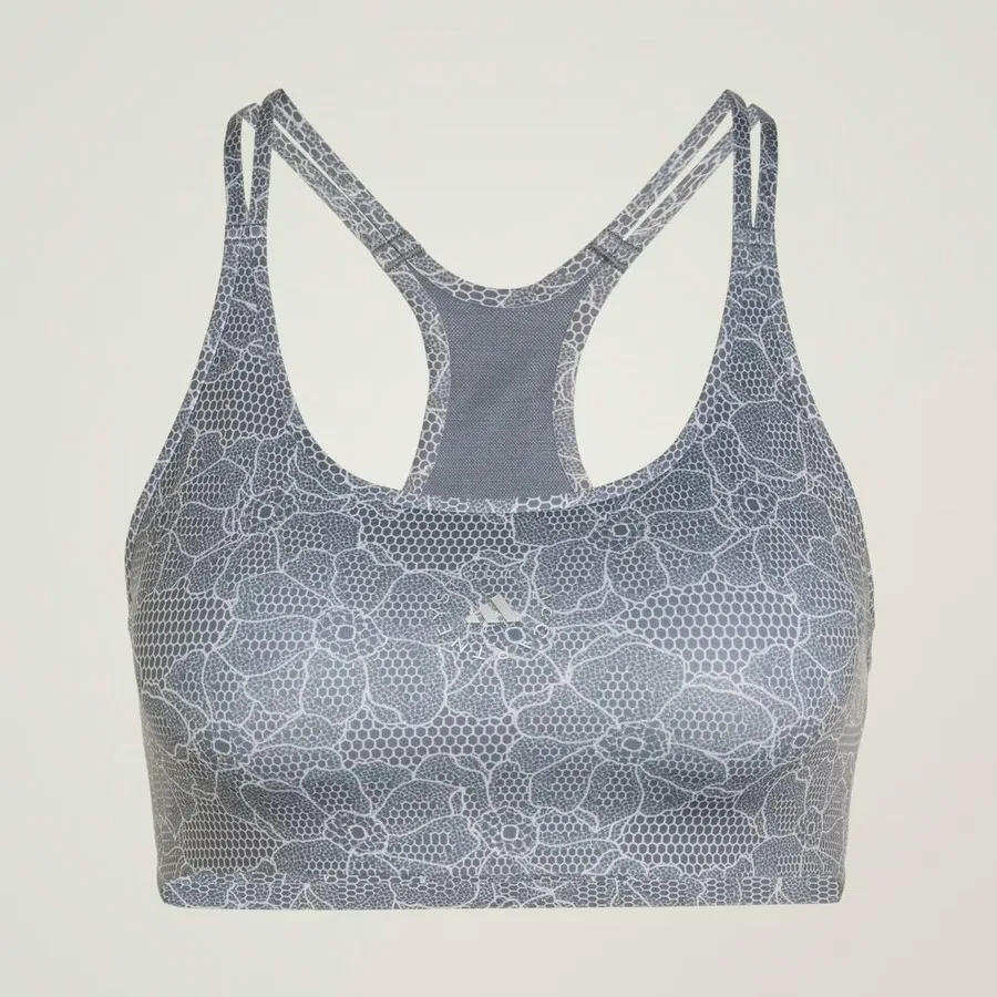 Женский спортивный бюстгальтер с принтом Running Printed Mini Crop Adidas by Stella McCartney, Серый — фото 4