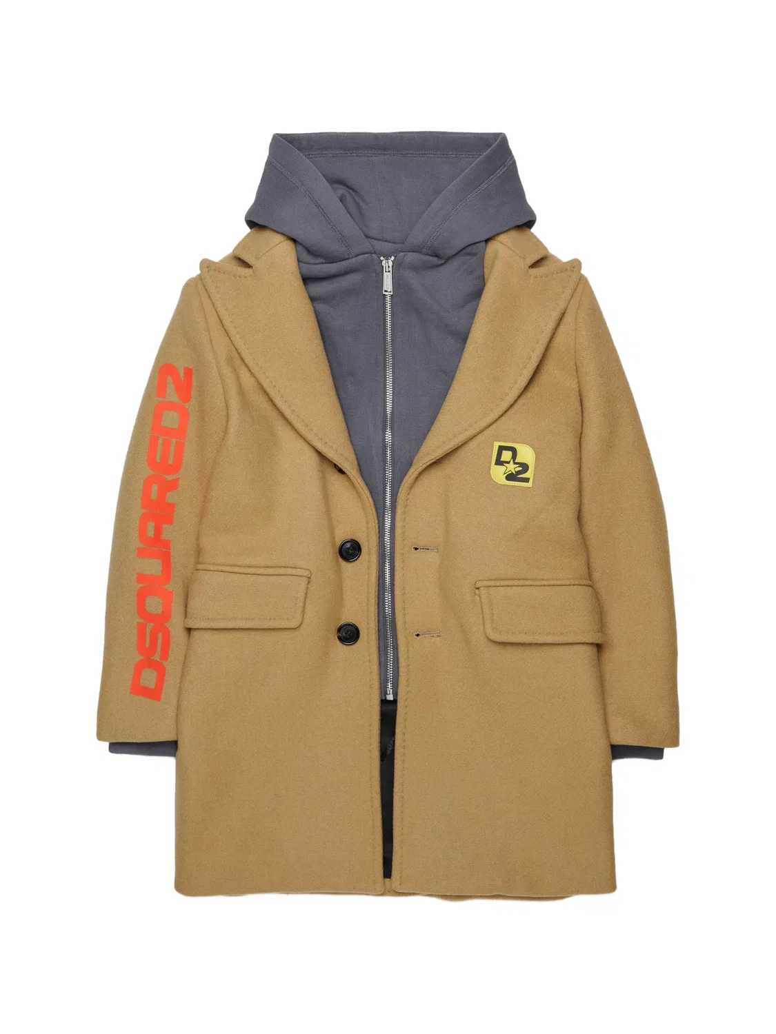 Пальто с капюшоном и логотипом Dsquared2 Kids, коричневый