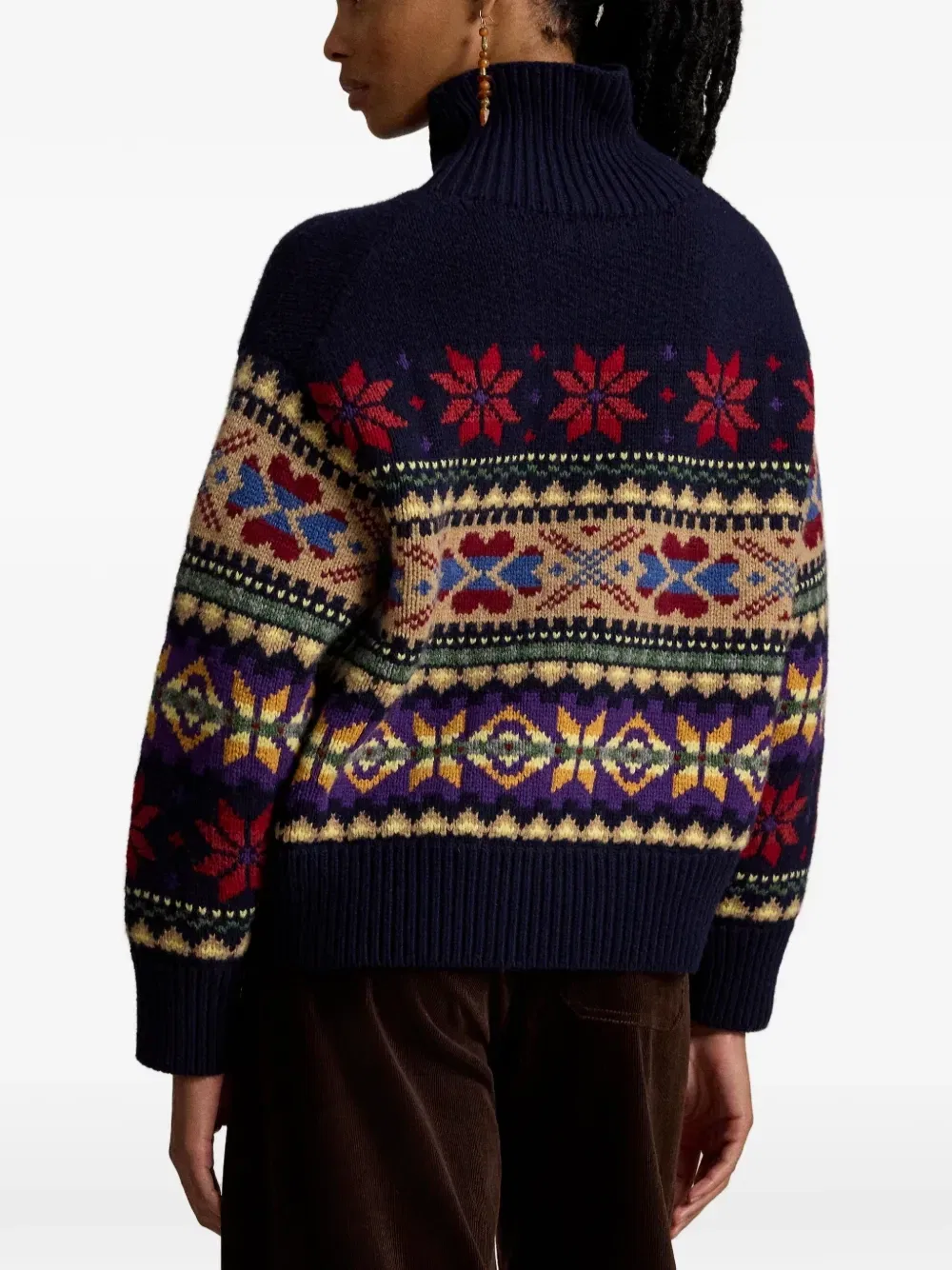 Свитер с высоким воротником и узором фэр-айл Polo Ralph Lauren, синий — фото 4