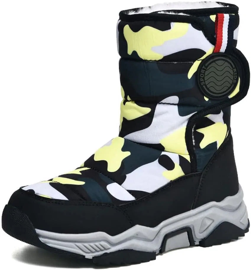 Детские зимние ботинки с флисовой подкладкой High-Top Boots GEXECEUSS, Blackyellow
