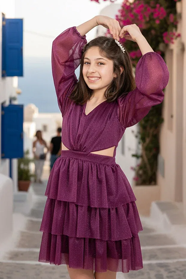 Детское платье для девочек с блестками Party Denimini, Plum