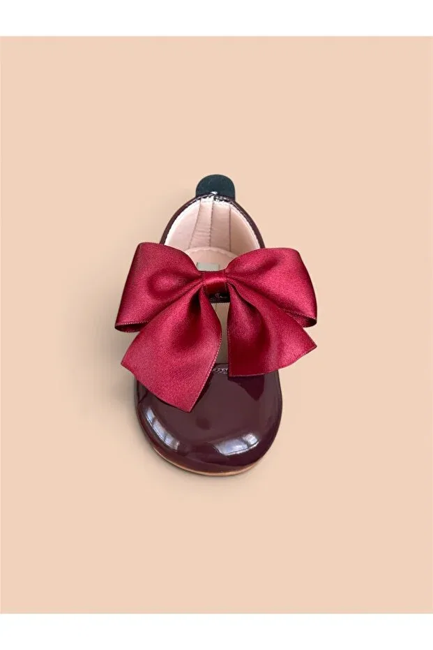 Детские балетки для девочек с бантом Natura Kids By Gly, Burgundy — фото 3