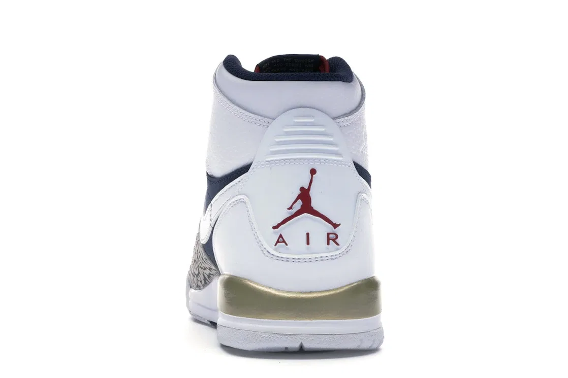 Детские кроссовки Lifestyle с принтом слоновой кости Jordan Legacy 312 Olympic, White/White-Midnight Navy-Varsity Red-Metallic Gold — фото 4