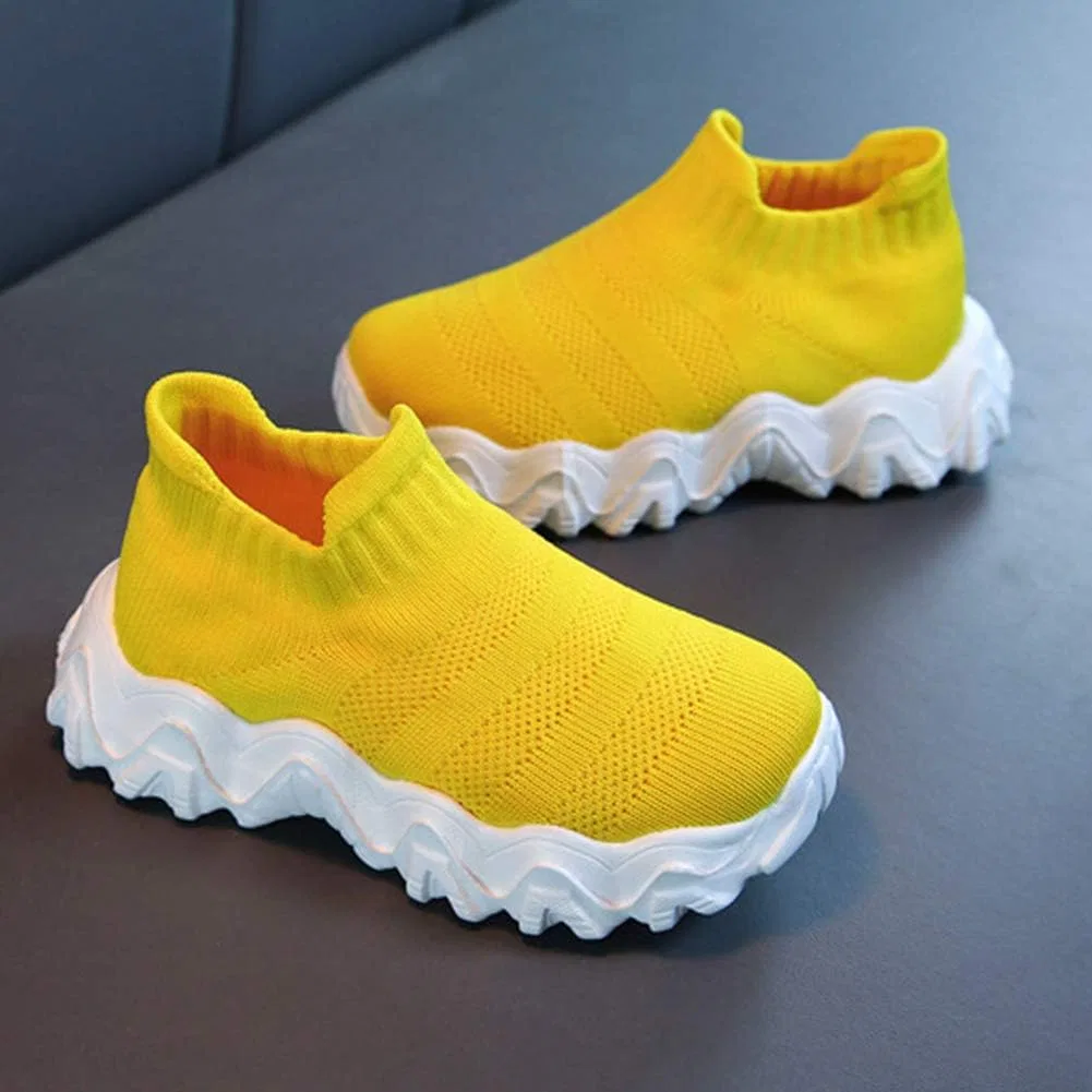 Детские кроссовки без шнуровки с вязаным верхом ANUFER, Yellow — фото 4