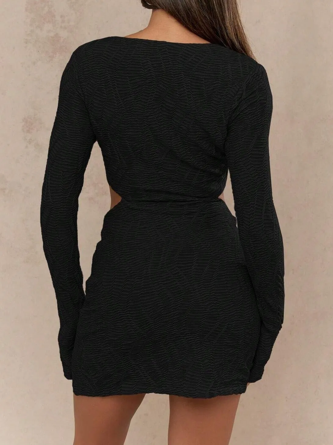 Женское облегающее мини-платье с вырезом Bodycon, Black — фото 2