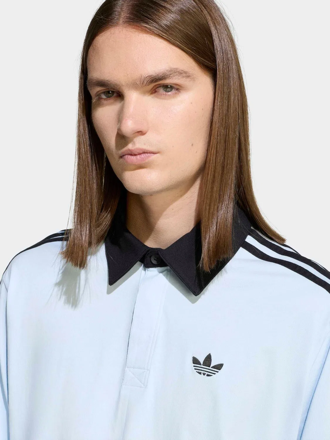 Поло регби, свободный крой, adidas Originals, светло-голубой — фото 4