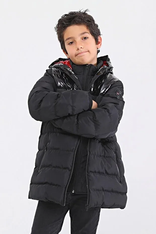 Детское пальто для девочек с капюшоном Benitto Kids, Black — фото 3
