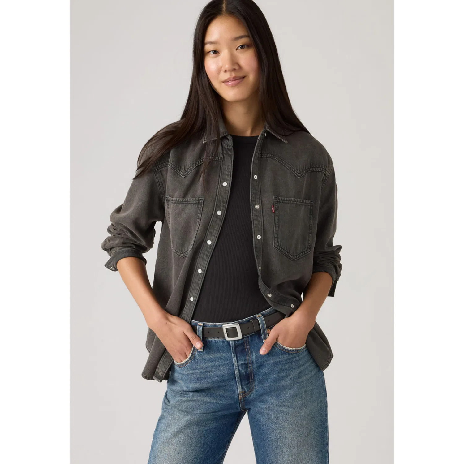 Женская блуза джинсовая с западным стилем Levi's, Chipped Black Oyster — фото 2