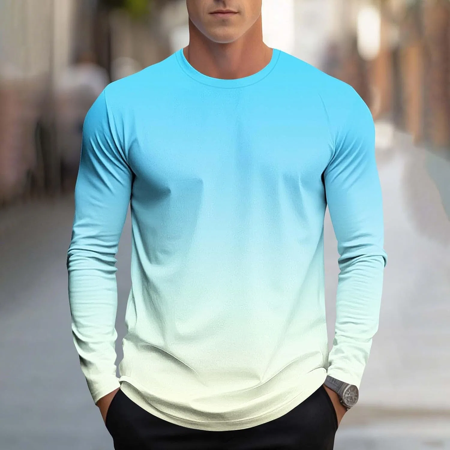 Мужская футболка оверсайз с градиентным принтом, Light Blue — фото 2