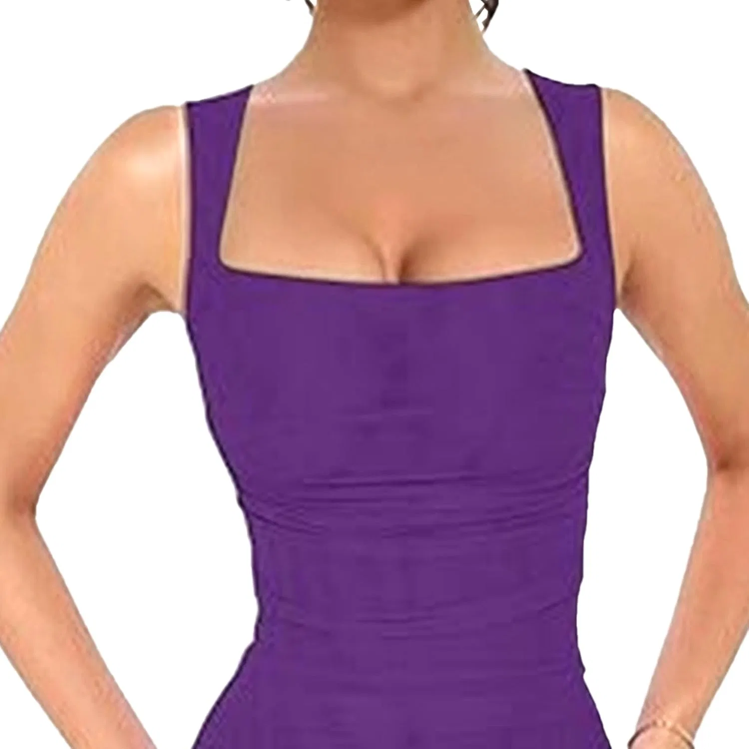 Женское облегающее платье миди с асимметричной рюшей, Purple — фото 2