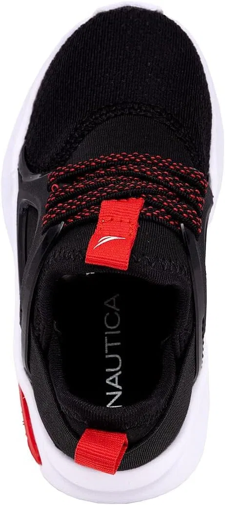 Детские слипоны-кроссовки со шнурком-резинкой Nautica, Black Red-Splash — фото 4