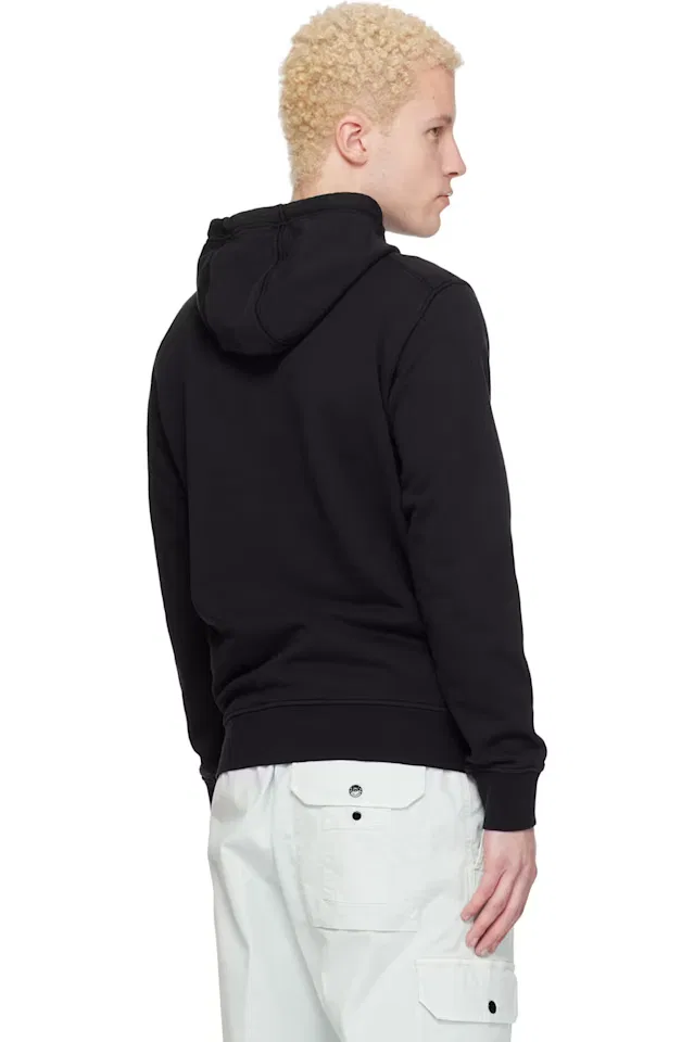 Черный худи из органического хлопка с начесом Stone Island — фото 3