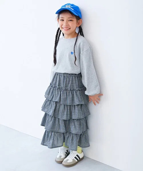 Детская пышная юбка в складку с принтом, модель Floral Tiered, devirock, Blue — фото 3