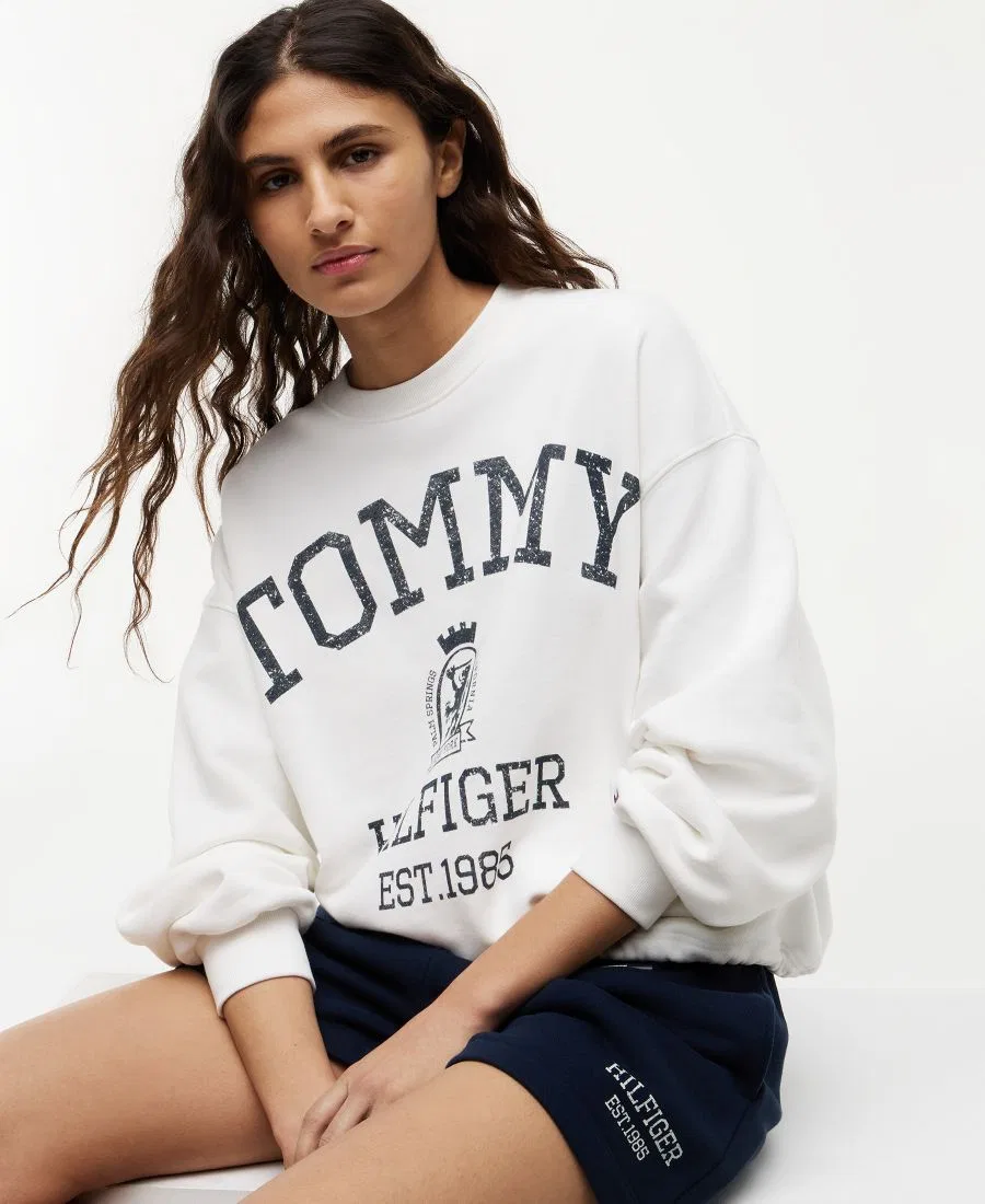 Свитшот женский с круглым вырезом, с принтом Tommy Hilfiger, Ecru — фото 3