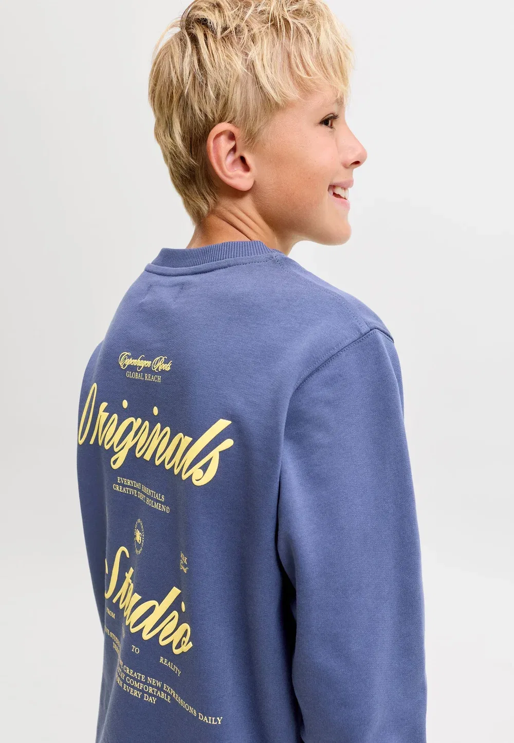 Толстовки с принтом на спине, толстовки для подростков - толстовка Jack & Jones Junior, Crown Blue — фото 4