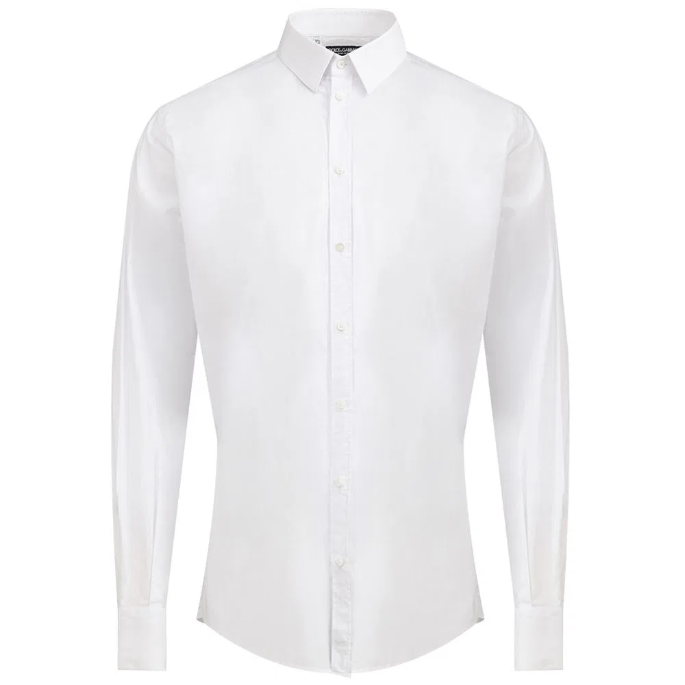 Мужская рубашка с длинным рукавом White Cotton Dress Shirt Dolce & Gabbana, White