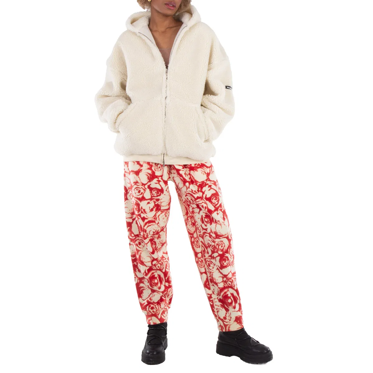 Женские спортивные брюки с принтом All Over Rose Print Wool Jogging Pants Burberry, Pillar Ip Pattern — фото 4