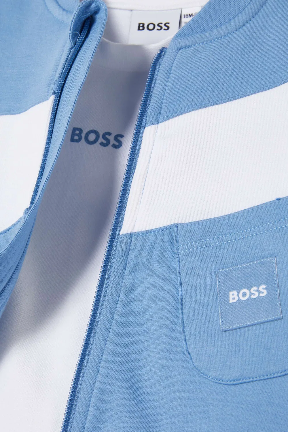 Комплект спортивный с логотипом в подарок из хлопка BOSS Kidswear, синий — фото 4