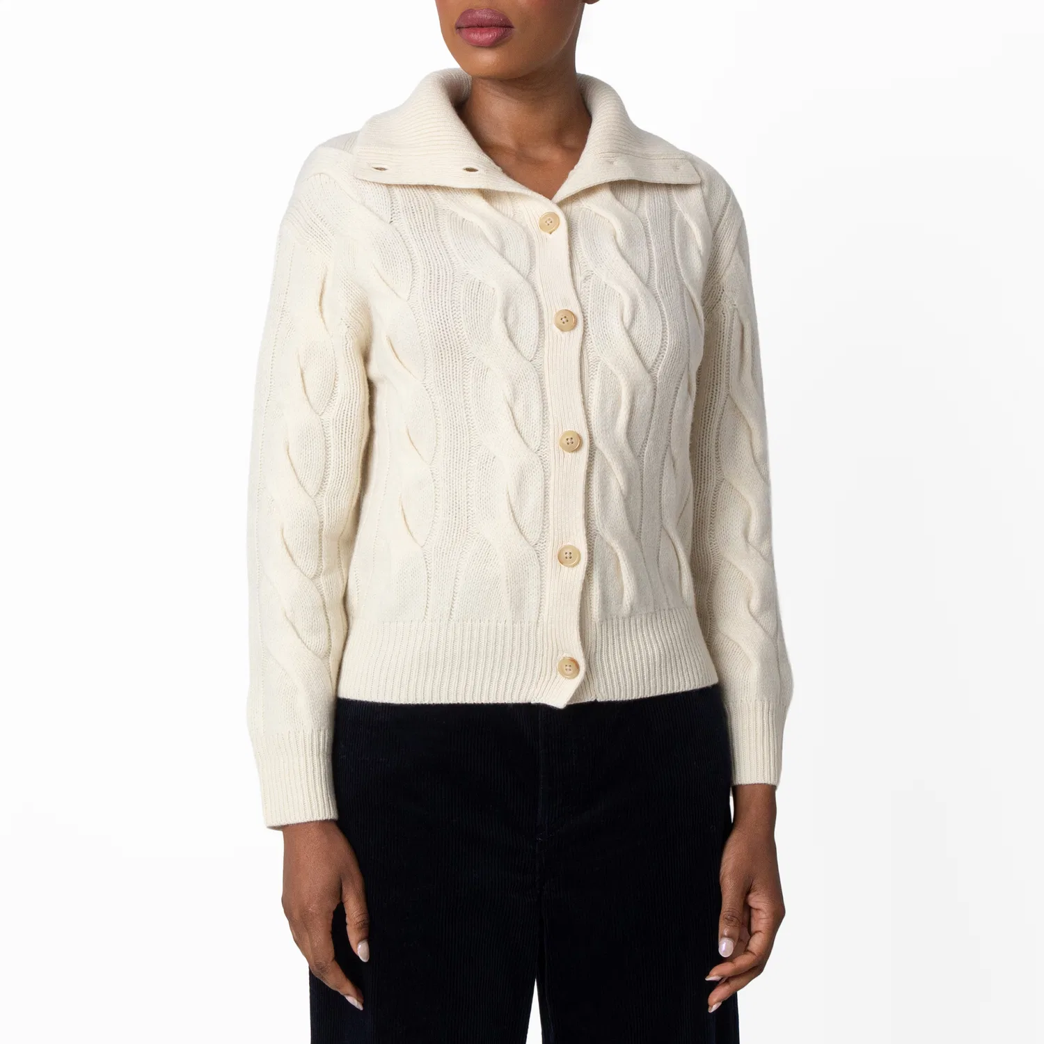 Кардиган с косами из шерсти и кашемира Cable-Knit Wool Cashmere Cardigan Polo Ralph Lauren, White