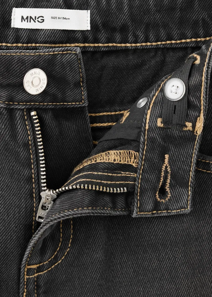 Детские джинсы MANGO KIDS Barrel Jeans 'BALLOON2' из черного денима — фото 3