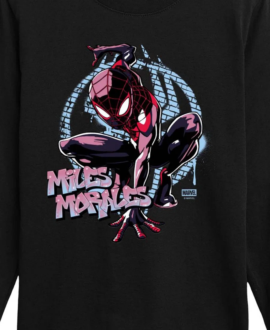 Футболка с длинным рукавом с принтом Spider-Man Miles Spraypaint Hybrid, Black — фото 3