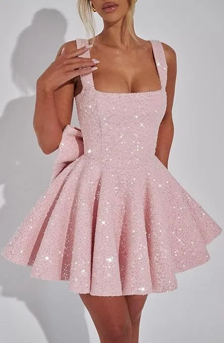 Женское мини-платье с пайетками на бретелях Ball Gown, Dusty Rose — фото 3