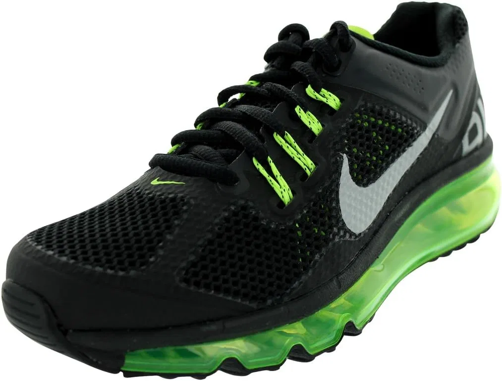 Детские кроссовки для мальчиков с принтом Nike Air Max 2013 Nike, Black/Metallic Silver/Volt
