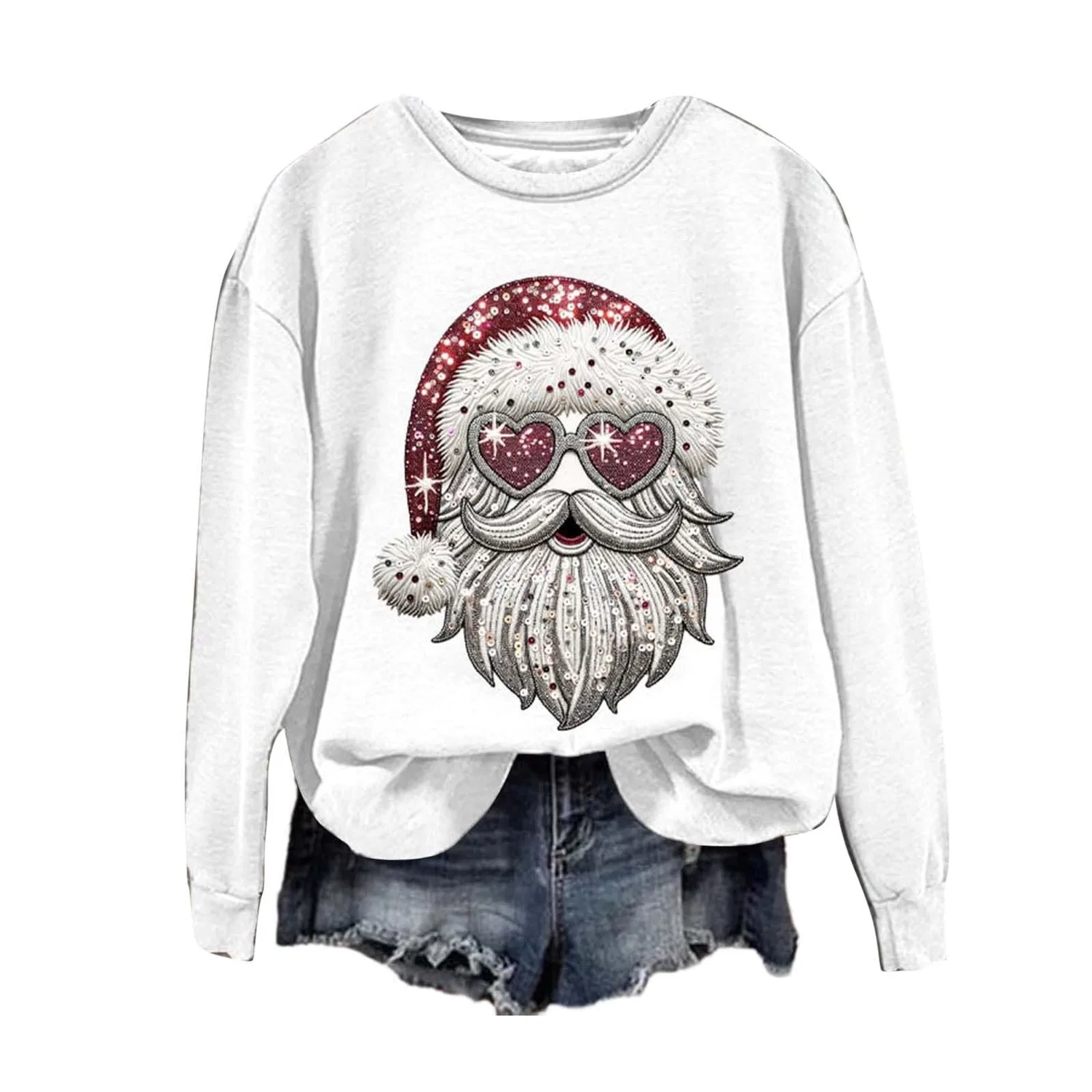 Женский свитшот с принтом Christmas Sweatshirt, Z05 White