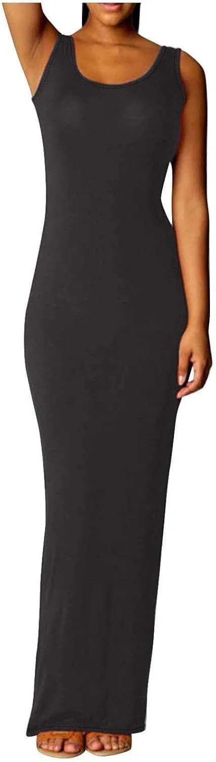 Женское макси-платье bodycon без рукавов, Black