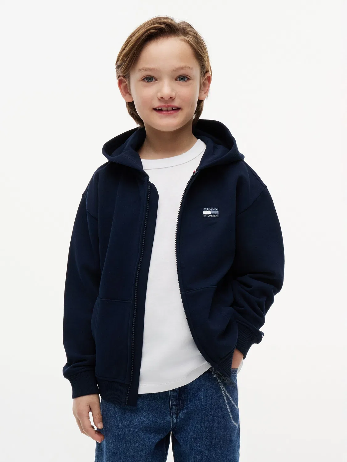 Худи на молнии, флисовое Tommy Hilfiger, Navy Blue