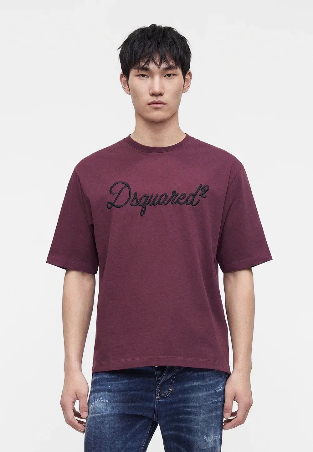 Фирменная футболка свободного кроя с принтом Dsquared2, Plum