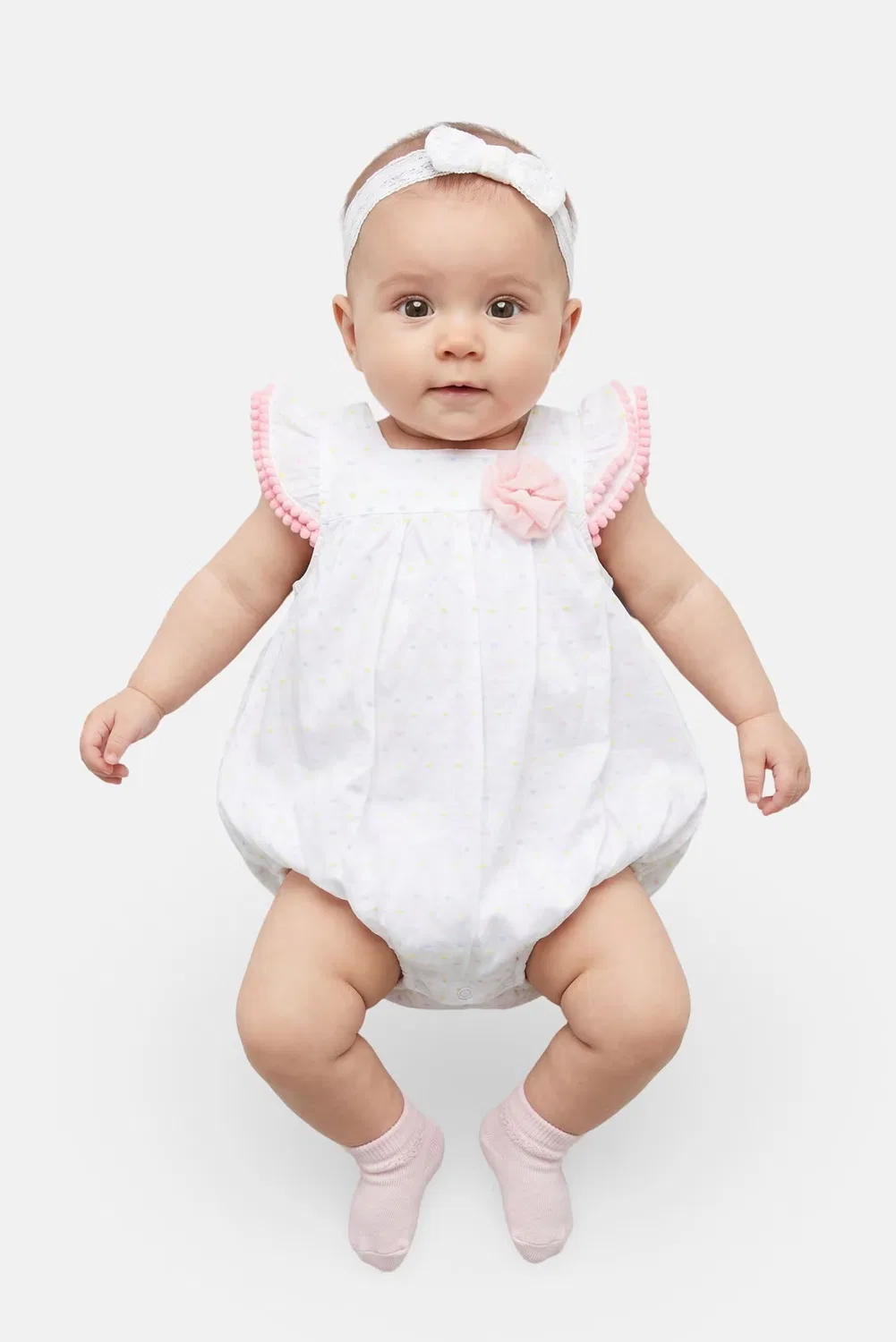 Боди-комбинезон с текстурой комплект с повязкой на голову Baby Essentials, разноцветный