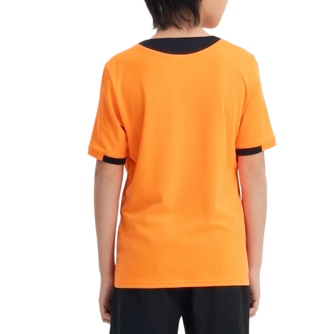 Детская футболка с круглым вырезом Moderate DECATHLON, Electric Orange/Smoky Black — фото 4