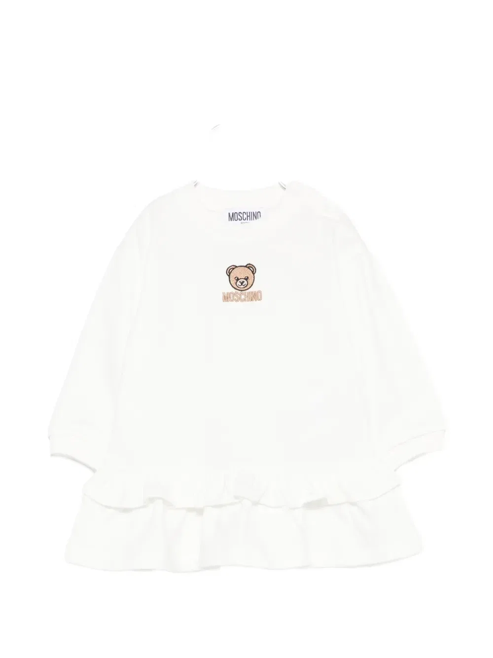 Платье с оборками "Teddy Bear" Moschino Kids, белый