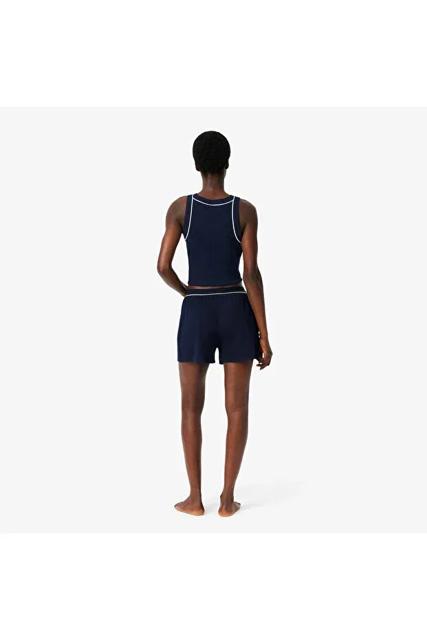 Комплект пижама женская Lacoste 525-Blue, без рукавов, темно-синий — фото 3