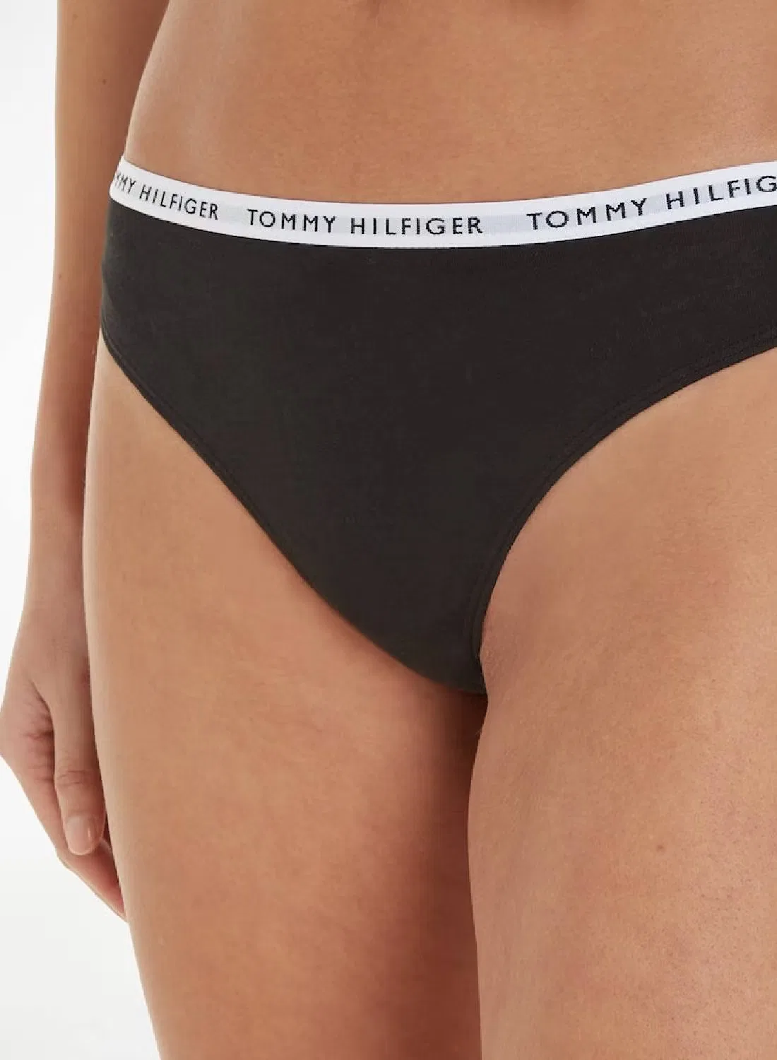 Трусы-стринги с логотипом на поясе, комплект из 3 штук, Tommy Hilfiger, черный — фото 3